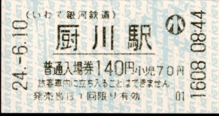 IGRいわて銀河鉄道 軟券入場券