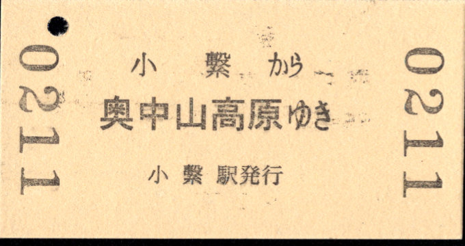 IGRいわて銀河鉄道 一般式 硬券乗車券