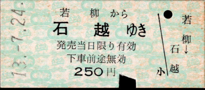 くりはら田園鉄道 一般式 硬券乗車券