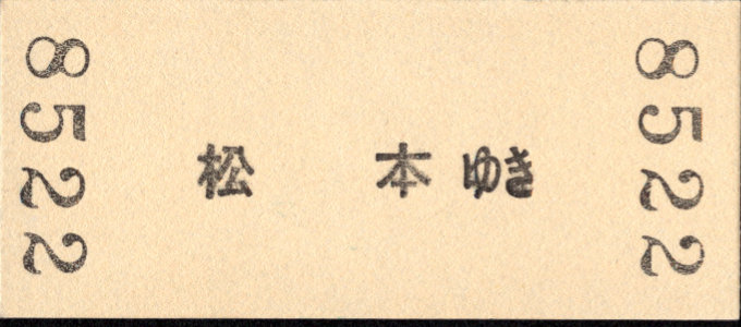 アルピコ交通 一般式 硬券乗車券