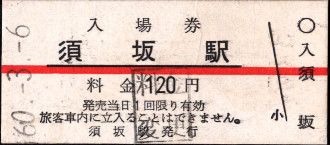 長野電鉄 硬券入場券