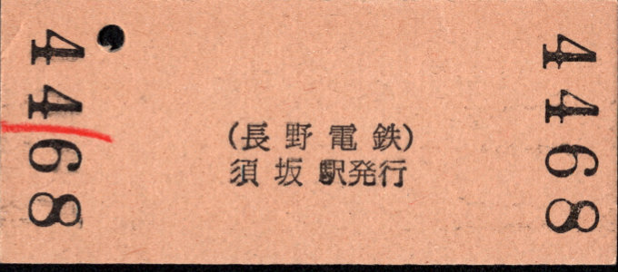 長野電鉄 硬券入場券