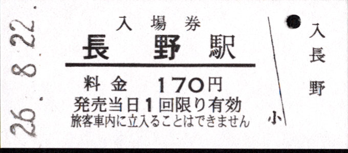 長野電鉄 硬券入場券