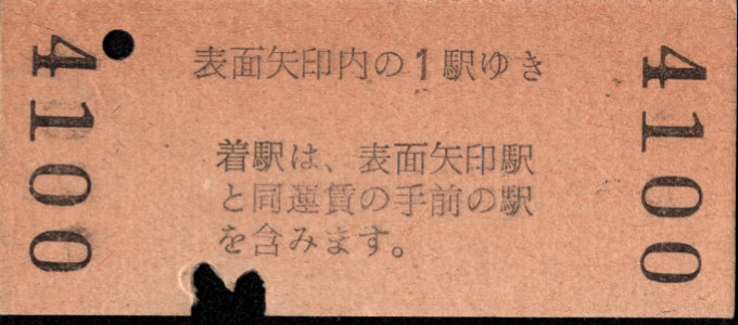 長野電鉄 矢印式 硬券乗車券