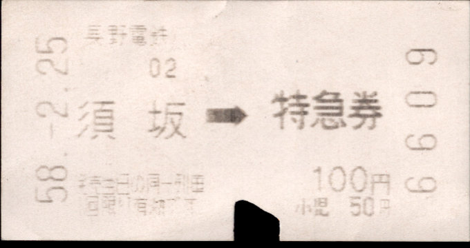 長野電鉄 特急券