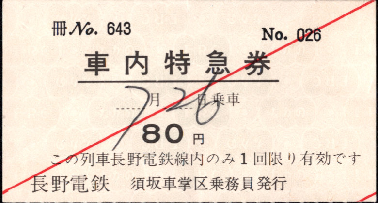 長野電鉄 特急券 [車内]