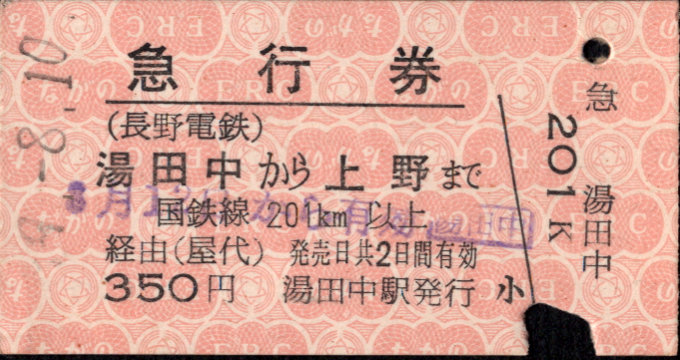 長野電鉄 急行券