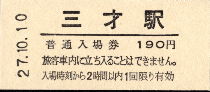 しなの鉄道(北しなの線) 硬券入場券 [記念]