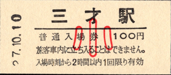 しなの鉄道(北しなの線) 硬券入場券 [記念]