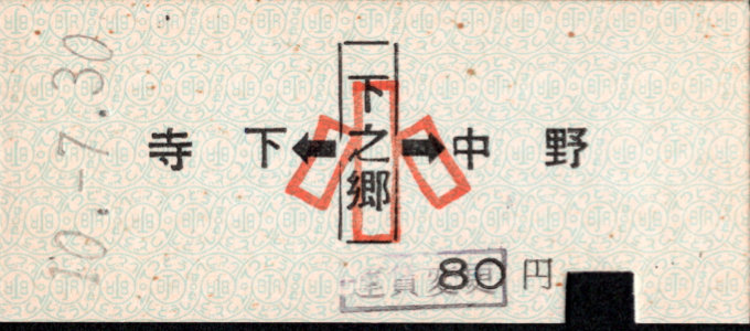 上田交通 矢印式 硬券乗車券