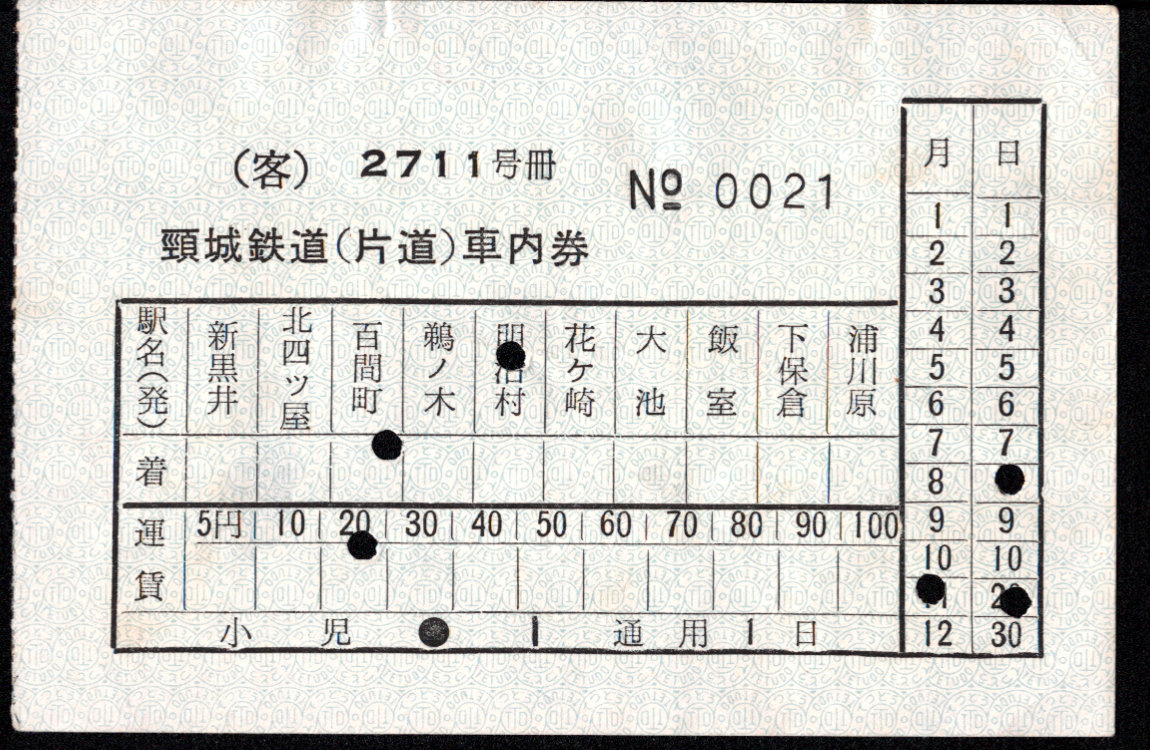 頸城鉄道自動車 普通乗車券