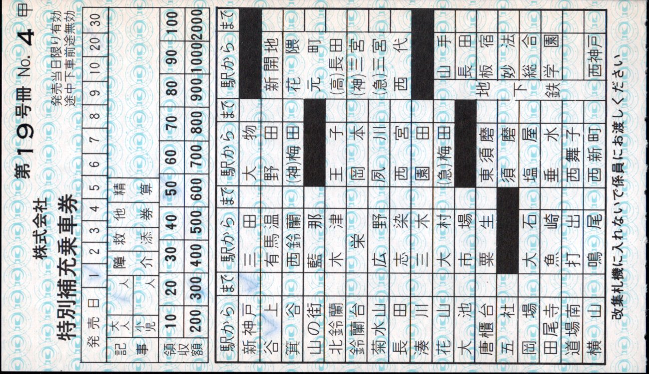 北神急行電鉄 補充券