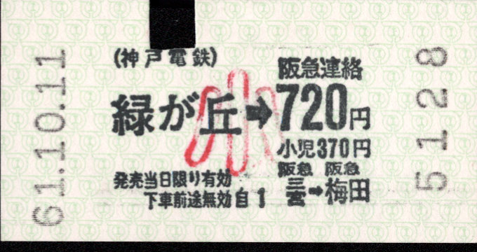 神戸電気鉄道 連絡乗車券