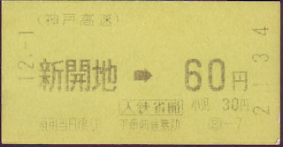 神戸高速鉄道 金額式 軟券乗車券