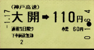 神戸高速鉄道 金額式 軟券乗車券