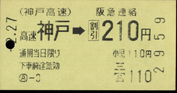 神戸高速鉄道 連絡乗車券