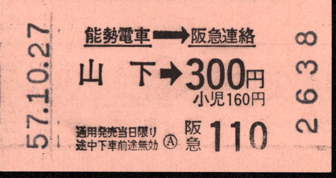 能勢電鉄 連絡乗車券