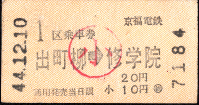 京福電鉄(叡山) 金額式 軟券乗車券[印版]