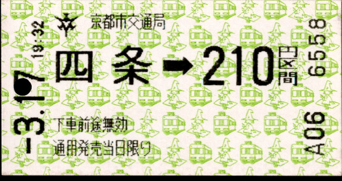 京都市交通局 金額式 軟券乗車券