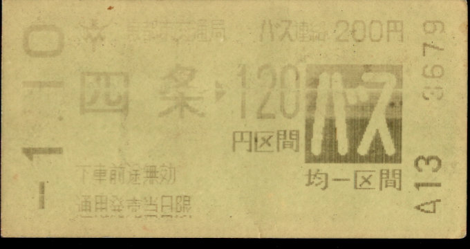 京都市交通局 地下鉄→バス乗継乗車券