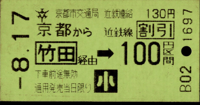 京都市交通局 連絡乗車券