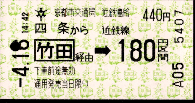 京都市交通局 連絡乗車券