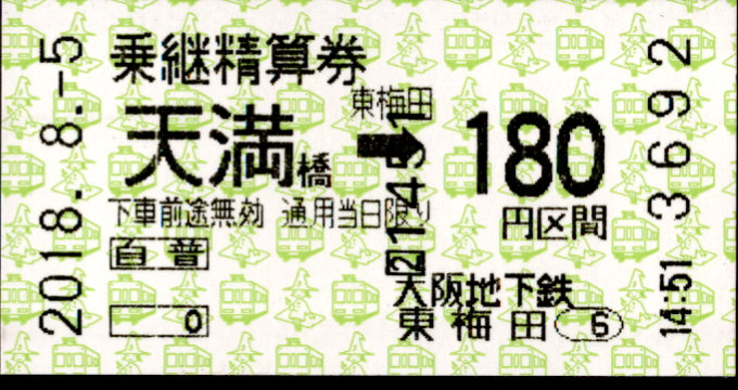 大阪市高速電気軌道 乗継精算券