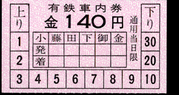 有田鉄道 車内乗車券