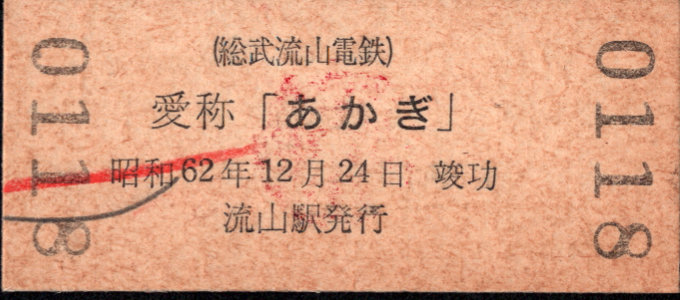 総武流山電鉄 硬券入場券