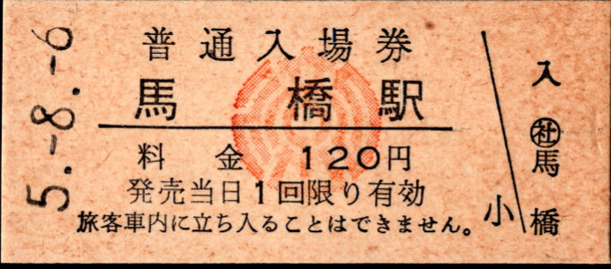 総武流山電鉄 硬券入場券