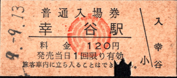 総武流山電鉄 硬券入場券