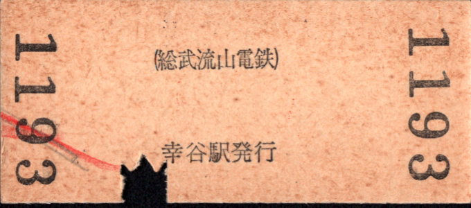 総武流山電鉄 硬券入場券