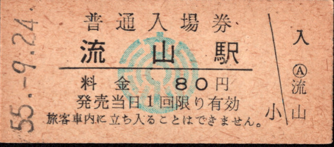 総武流山電鉄 硬券入場券