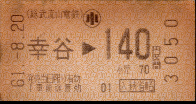 総武流山電鉄 金額式 軟券乗車券