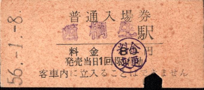 上毛電気鉄道 硬券入場券