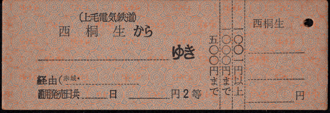 上毛電気鉄道 廃札券