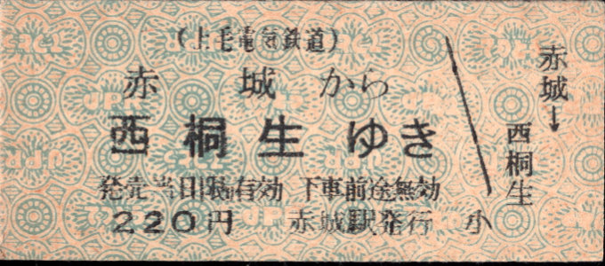 上毛電気鉄道 廃札券