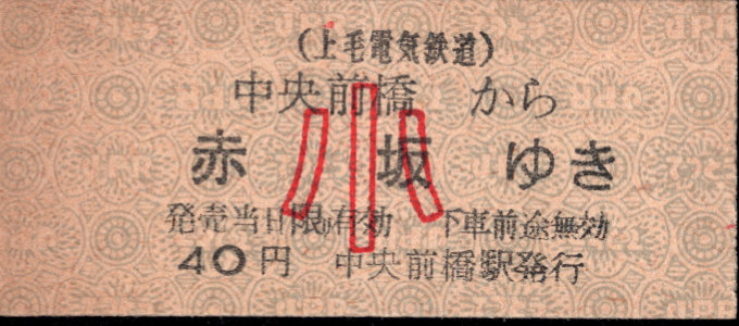 上毛電気鉄道 廃札券