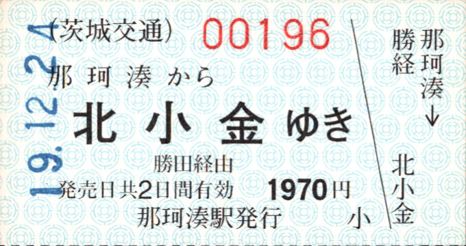 茨城交通 連絡乗車券
