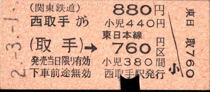 関東鉄道(常総線) 連絡乗車券