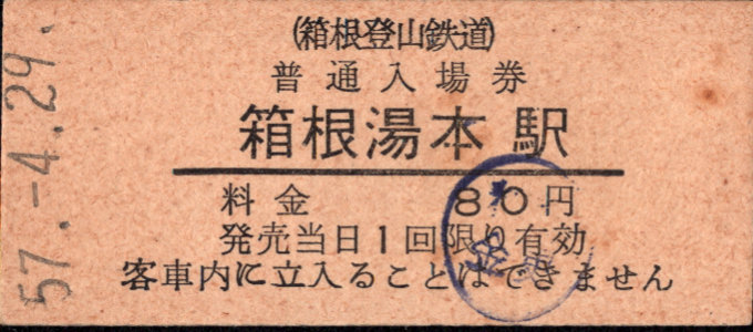 箱根登山鉄道 硬券入場券