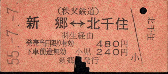 秩父鉄道 連絡乗車券