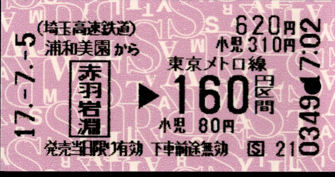 埼玉高速鉄道 連絡乗車券