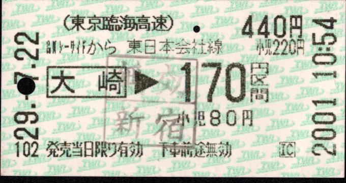 東京臨海高速鉄道 連絡乗車券