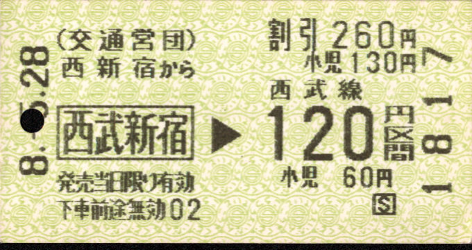 帝都高速度交通営団 金額式 連絡乗車券
