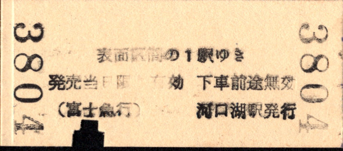 富士急行 ＪＲ連絡乗車券
