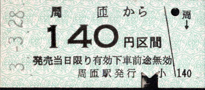 同和鉱業片上鉄道 金額式 硬券乗車券