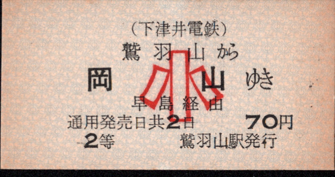下津井電鉄 連絡乗車券[廃札券]